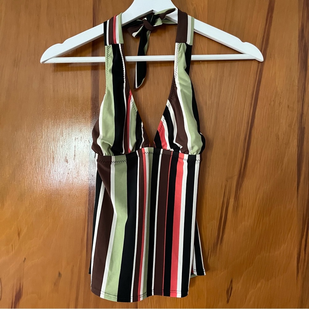 Robin Piccone striped open-back halter top